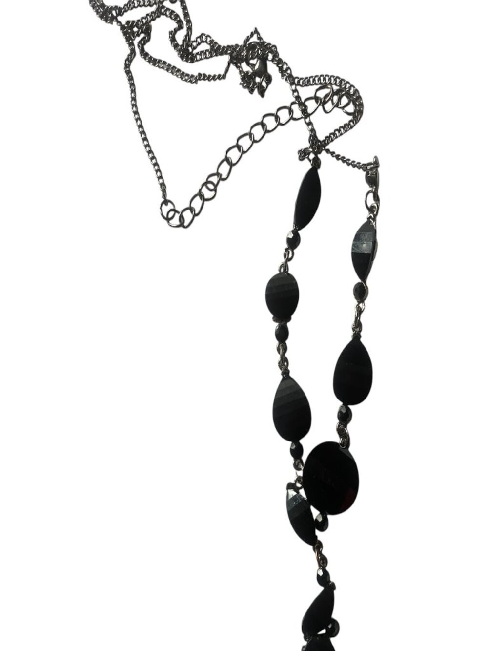 vintage black beaded necklace - 24"